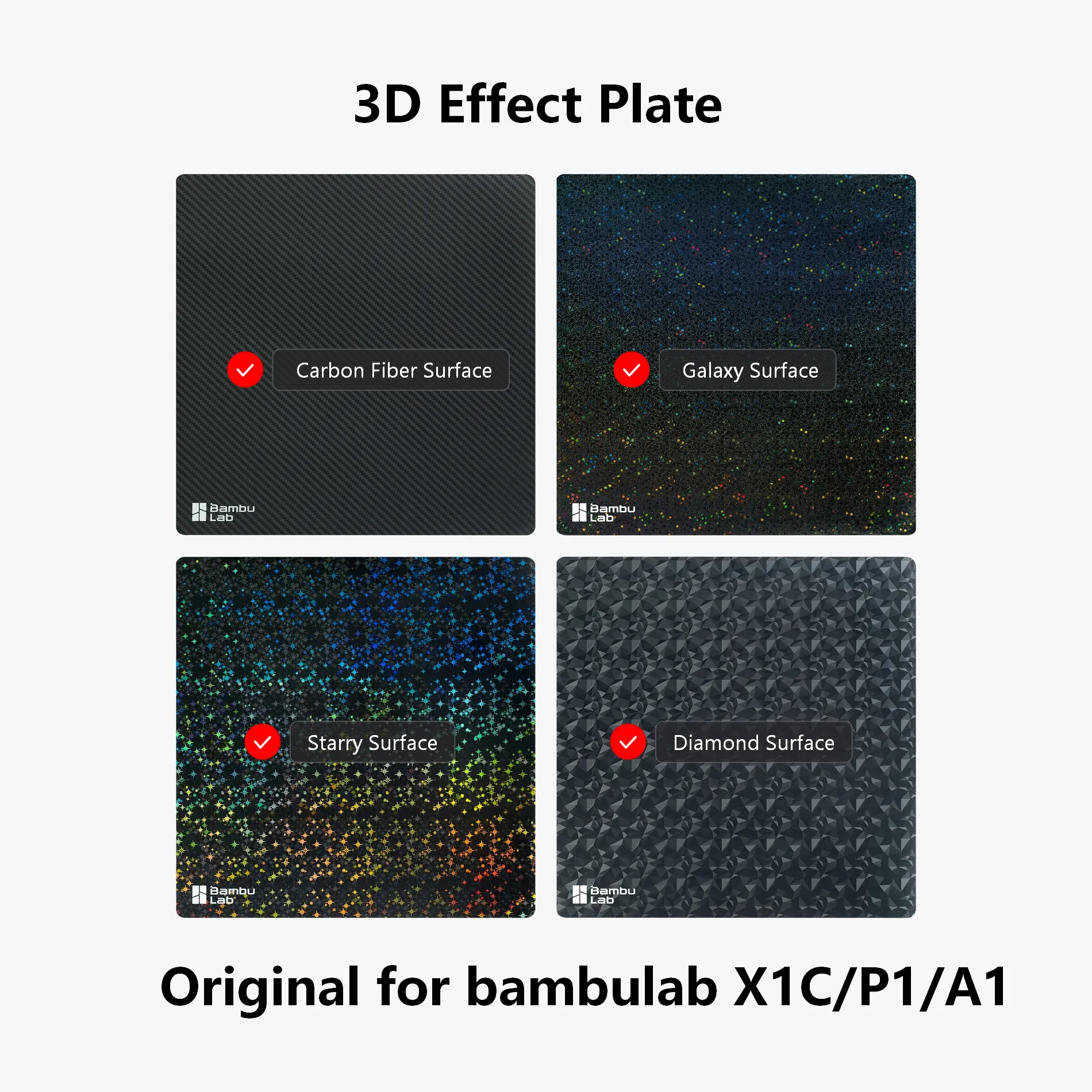 Genuine Original For bambu lab X1C/P1/A1 3D Effect Plate(Carbon Fiber/Diamond/Galaxy/Starry)  3D Printer Accessories