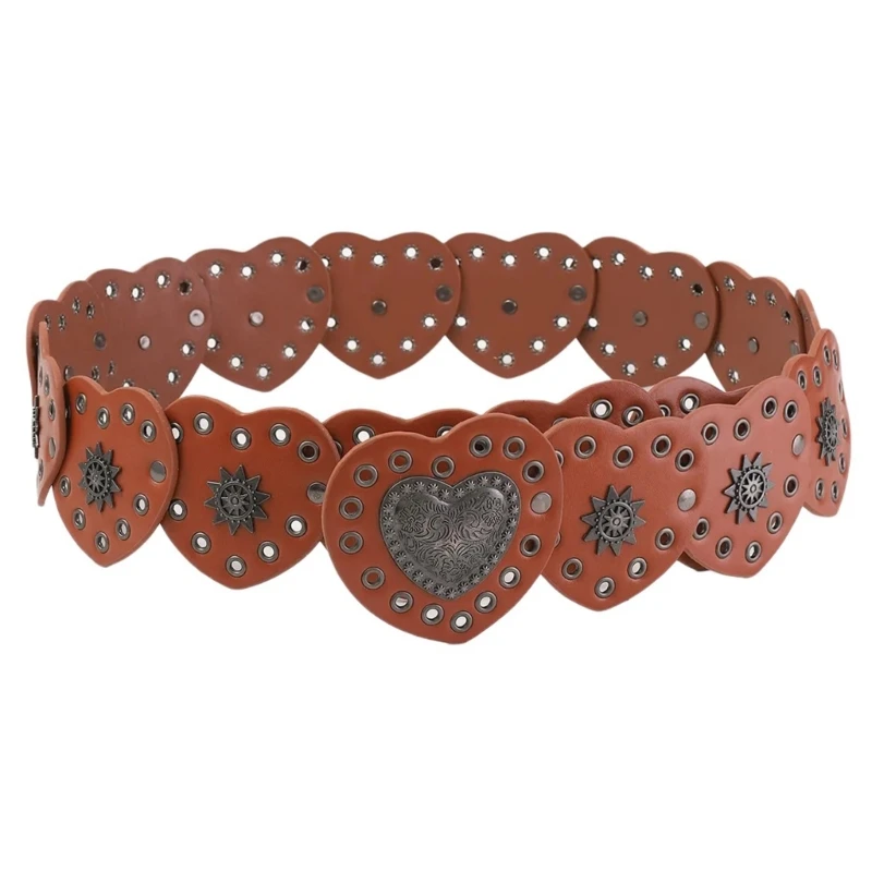 

Women Wide Waist Belt Heart Hollowed PU Belt for Jeans Pants Waist Decors