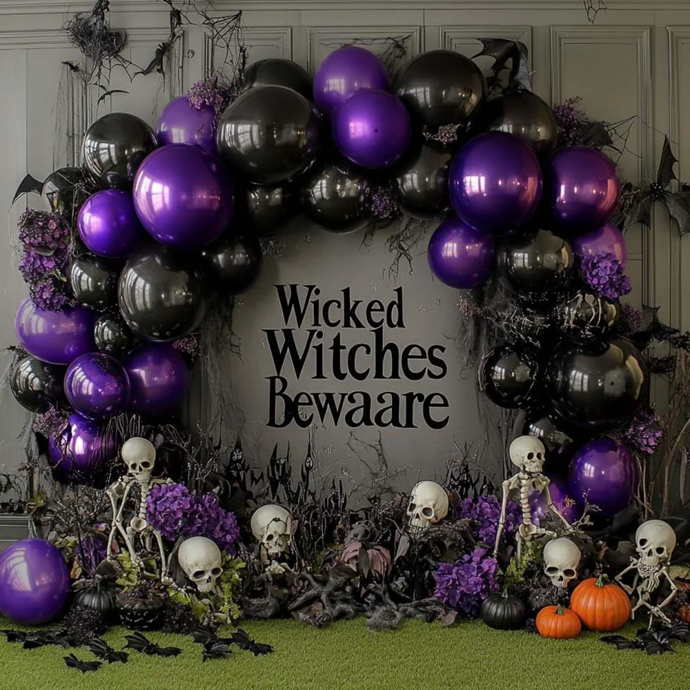 

Purple,black,silver latex balloon arch kit,Halloween,Day of the Dead,birthday party,anniversary decoration party decoration