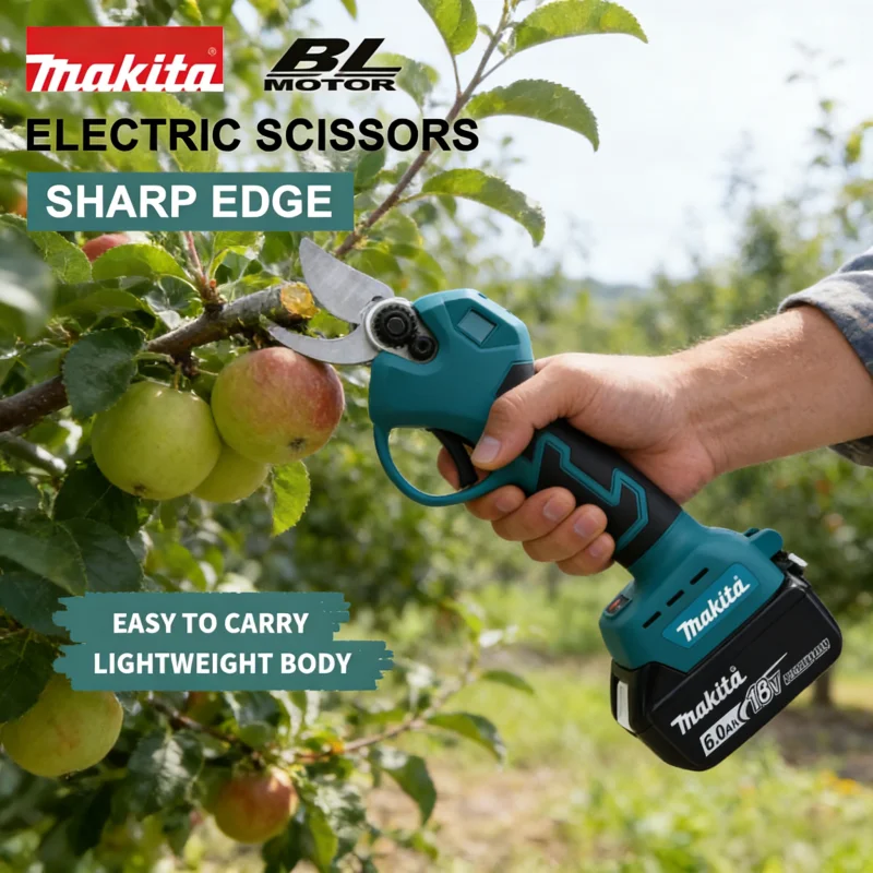 

Аккумуляторные электрические секаторы Makita 18В 6.0Ач, бесщеточные, для обрезки веток, диаметр реза 25 мм, садовые ножницы