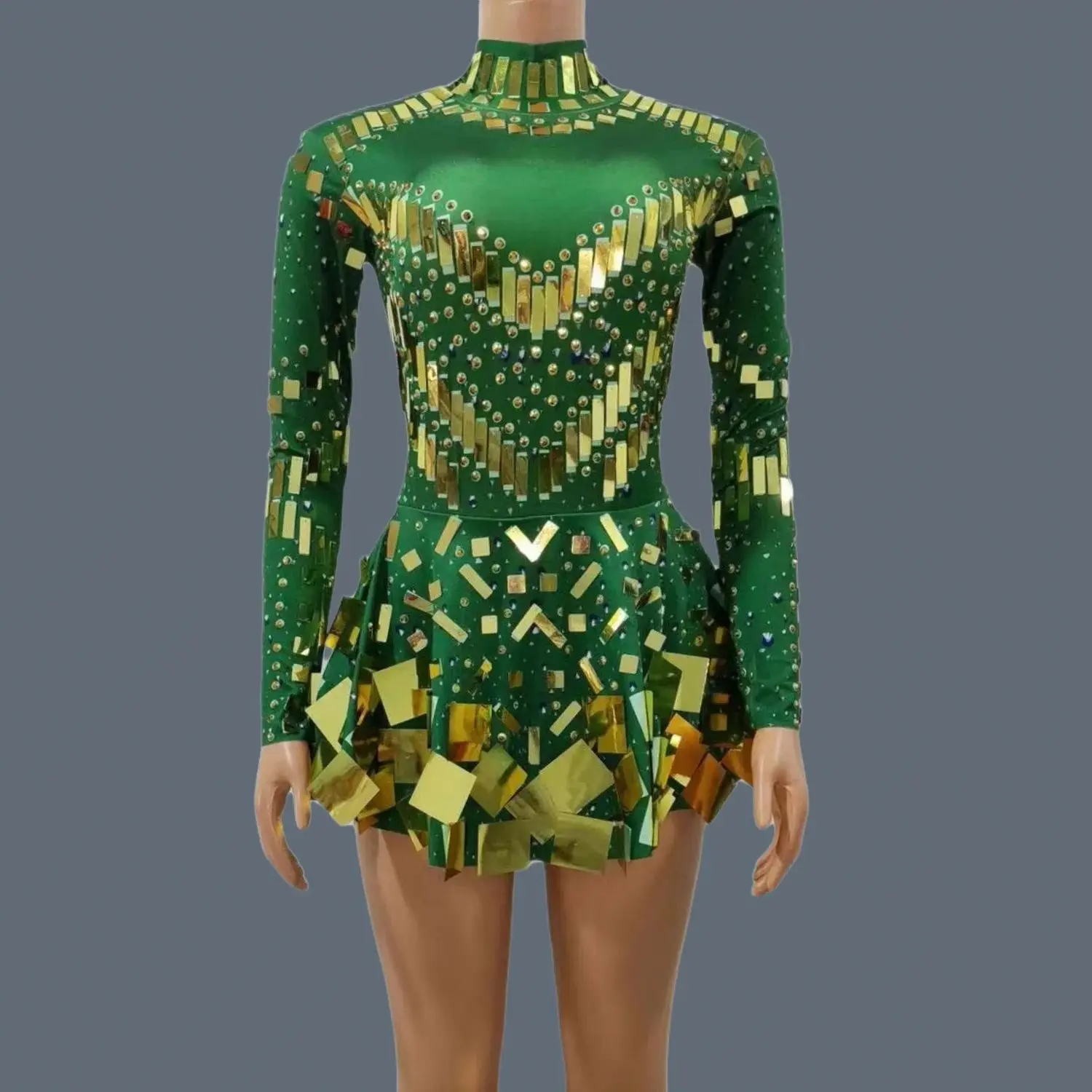 

Sparkly Sequins Rhinestones Mini Dress Sexy Elastic Skinny Evening Party Celebrate Birthday Pleated Dress Show Stage Wear Xieshi