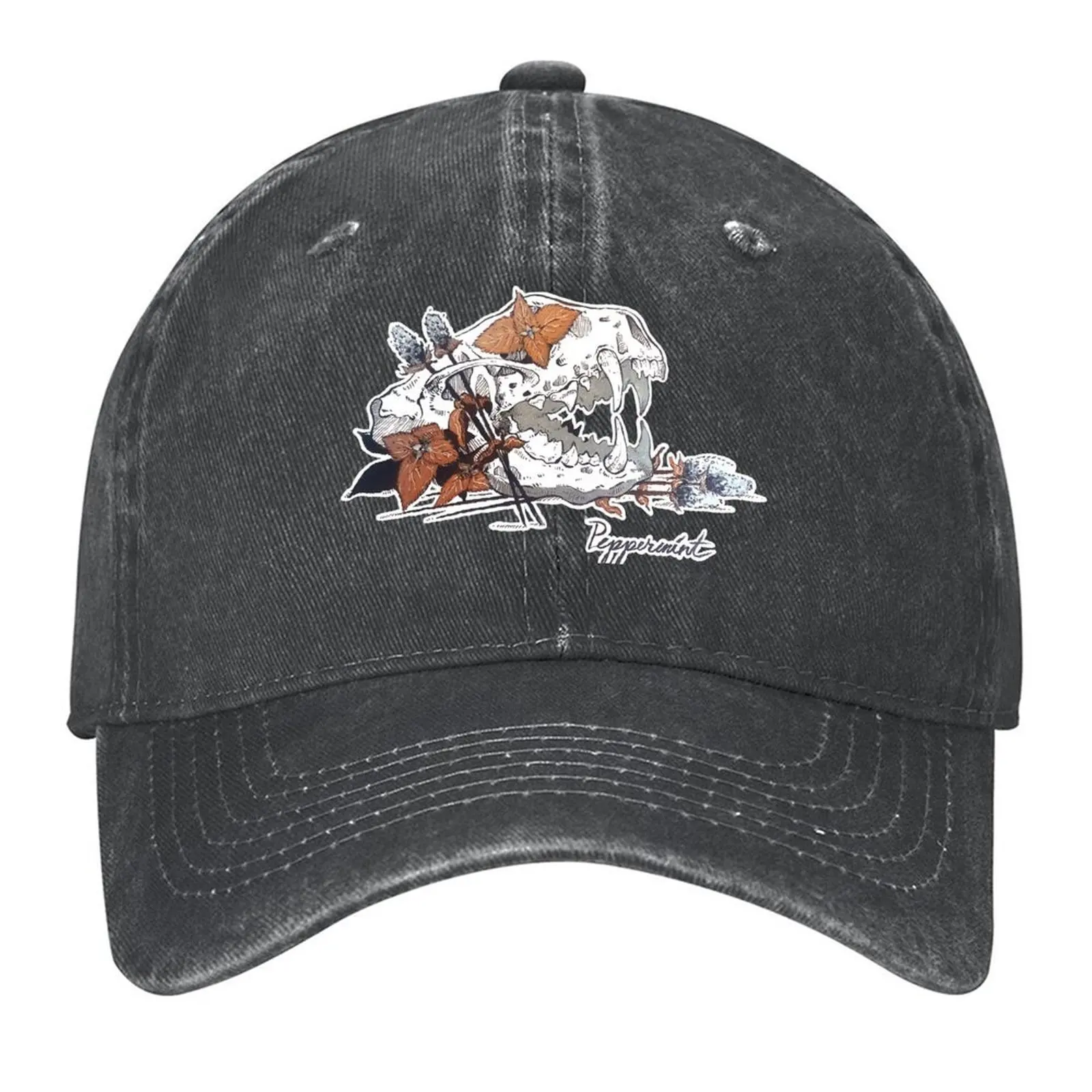 

MorbidiTea - Peppermint with Skunk Skull Baseball Cap Big Size Hat dad hat Rave Streetwear Sun Hats For Women Men's