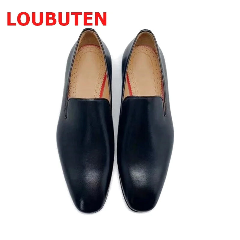 New Black Genuine Leather Shoes Men Dress Shoes Luxury Slip On Handmade Loafers Men's Party Wedding Shoes Office Shoes Men