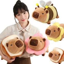 Stuffed Toast Bread Ring Capybara Plush Toy Flower Necklace Bee Wings Capibara Pluhsie for Kids Birthday Xmas Gift