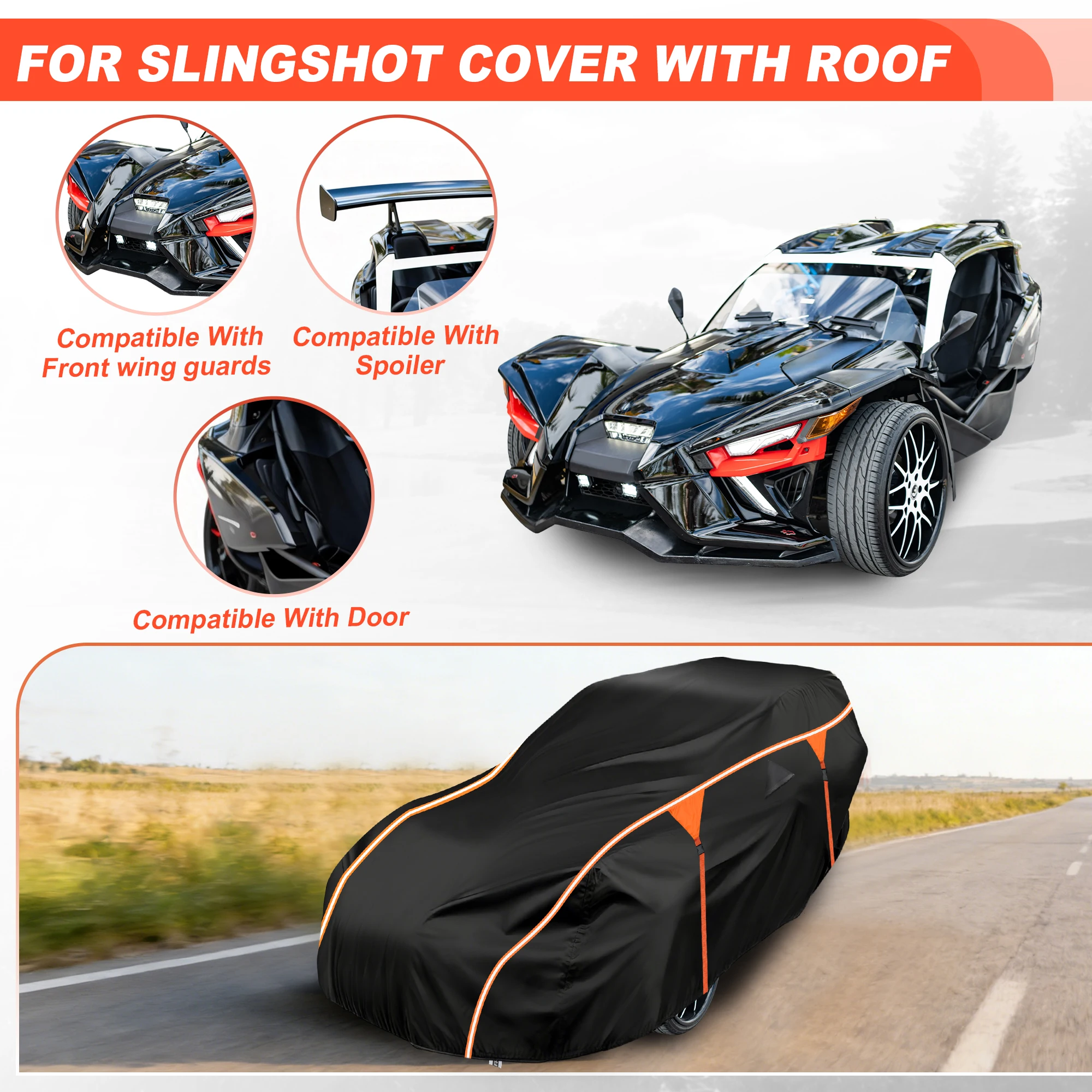 

Водонепроницаемый и ветрозащитный чехол UXCELL 420D Oxford для Polaris Slingshot S SL SLR R с крышей, всепогодная защита, 2019-2025 гг.