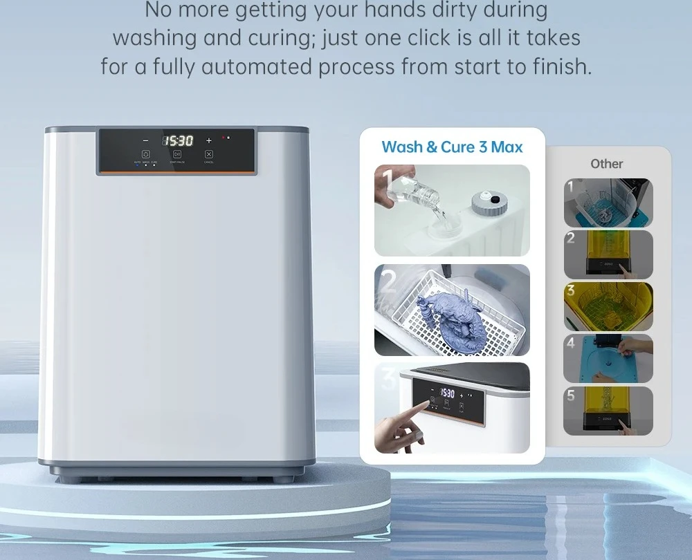 Model Washing and Curing Machine Cleaning Size 434*434*556mm For Large LCD Resin 3D Printer ANYCUBIC Wash & Cure 3 Max Printed