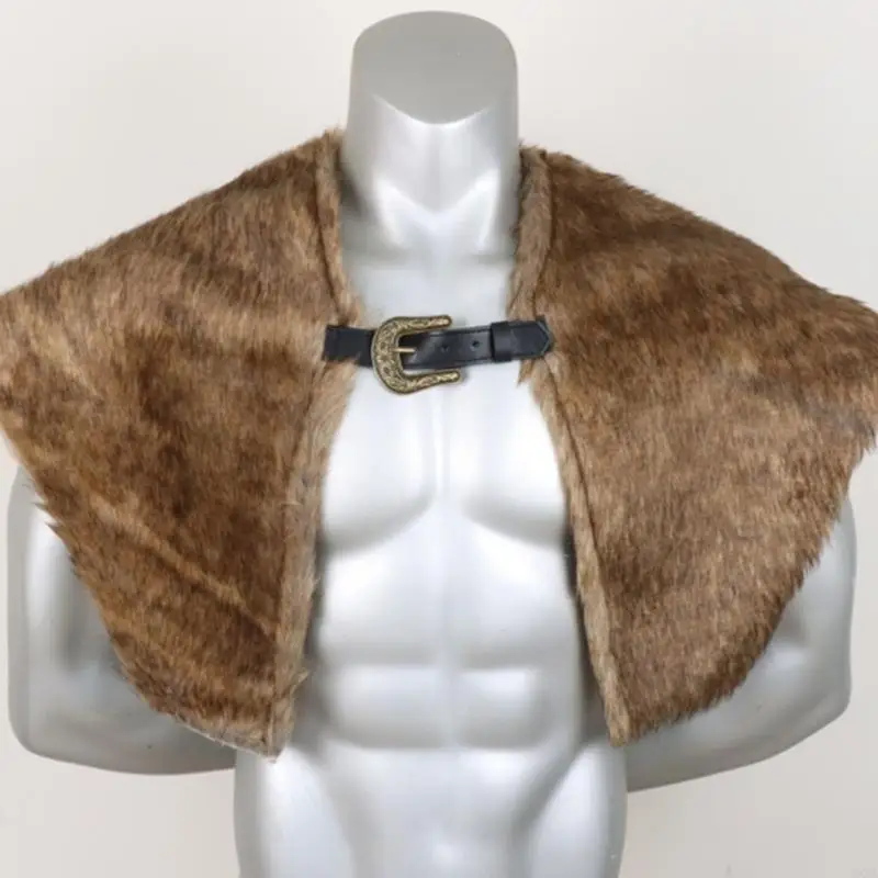 Artificial Wool Shoulder Wrap Fighter King Renaissances Capes Medieval Costume 6XDA