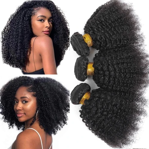 Mechones Afro rizados brasileños 1/3, extensiones de cabello humano Afro rizado, oferta de extensiones de cabello de 8-24 "", tejido de cabello humano rizado para mujeres