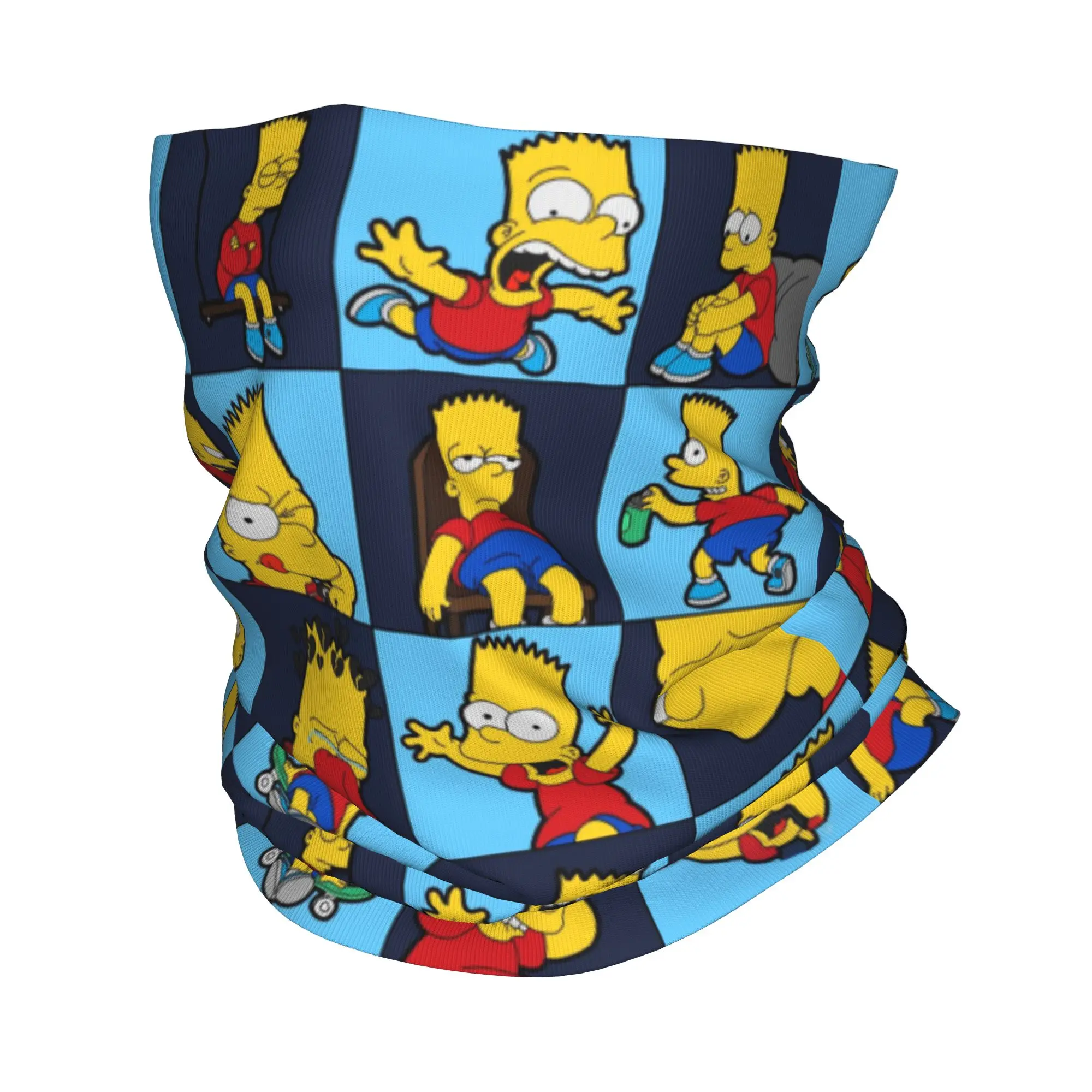 Custom S-Simpsones-Anime Mood Bandana Winter Neck Warmer Men Windproof Wrap Face Scarf for Hiking Happy To Sad Gaiter Headband