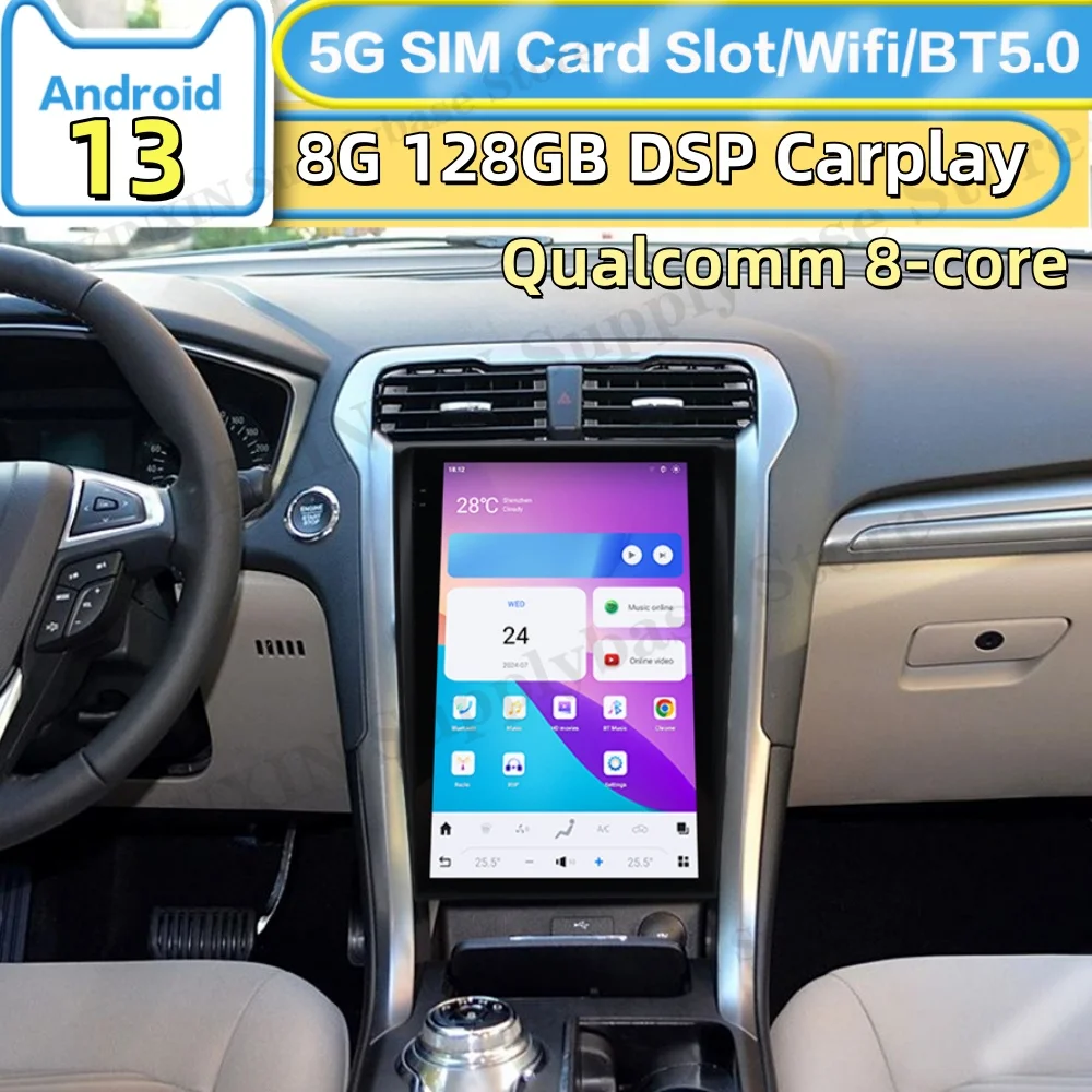 

Автомагнитола Qualcomm для Ford Mondeo 2013-2021 с вертикальным экраном, Android-плеер, стерео-ресивер, головное устройство, GPS-навигация