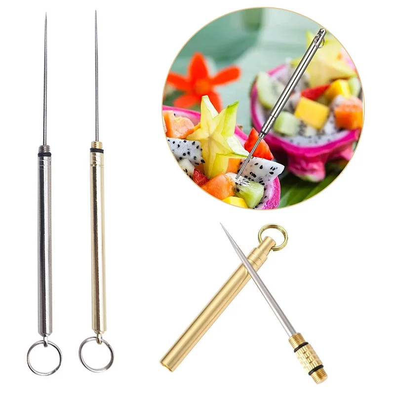 Tragbare Multifunktionale Zahnstocher Flasche Titan Outdoor Obst Gabel Camping Werkzeug Zahnstocher Rohr Stärker Als Zahnseide