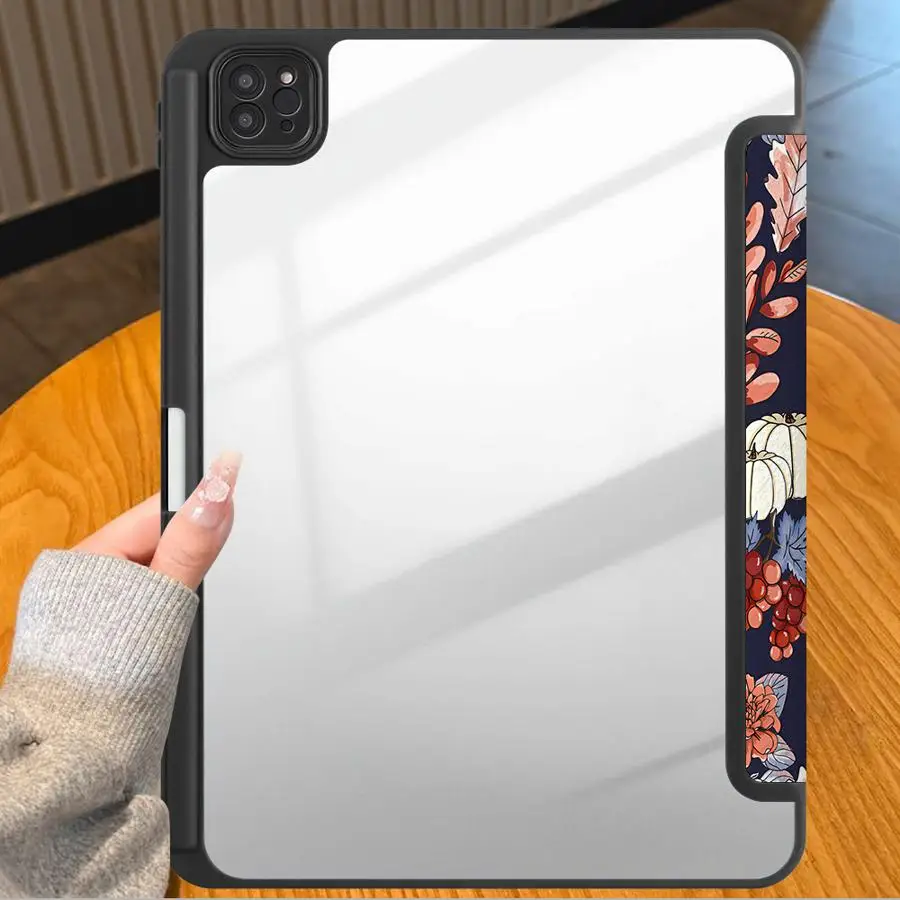 Dark Autumn Floral With Pen Slot Cover Tablet Case For iPad Pro M4 13 2025 2026 12th 9th 10th Gen Air 8 M2 M3 3 Mini 7 6 5 11th