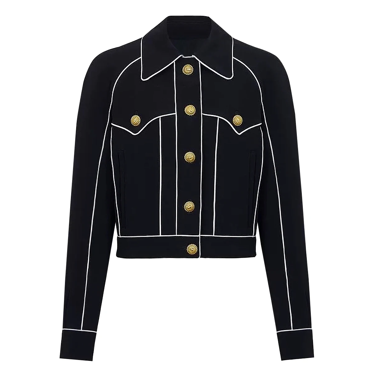 

S-XL High Quality Fashion New Black Colored Striped Polo Collar Long Sleeve Button Style Casual Commuter Women's Coat