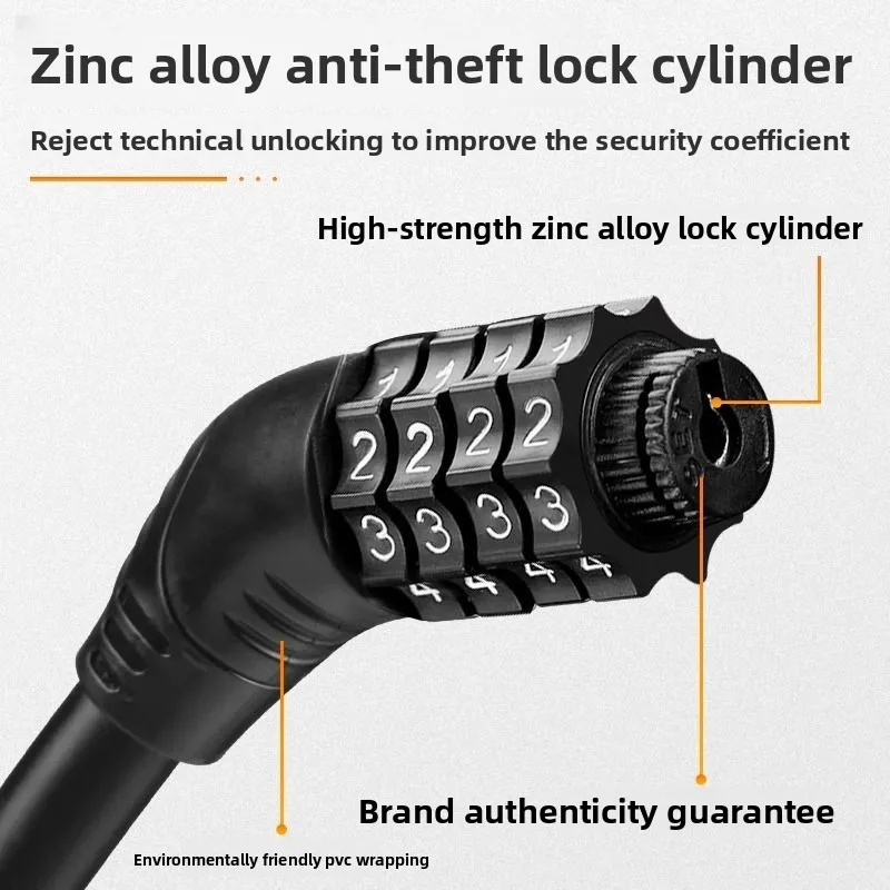 Cycling Equipment Anti-theft Four Digit Password Lock Mountain Bike Lock Steel Wire Shear Resistant Bicycle Password Lock