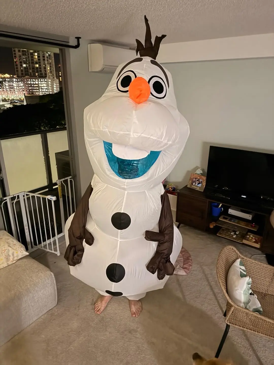 Aufblasbares Schneemann-Kostüm für Erwachsene, Cartoon-Schneemann-Charakter, Aufblasbarer Anzug für Halloween, Weihnachten, Cosplay-Party, Aufblasbares Verkleidungsoutfit