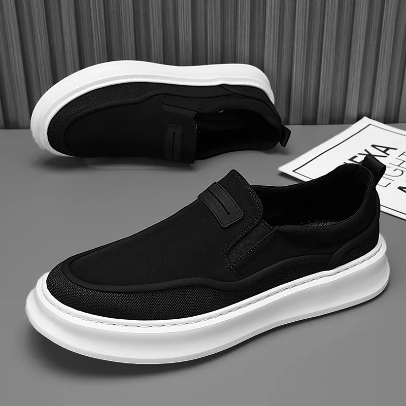 

Men's Canvas Sports Shoes Slip-On Breathable Thin Black Canvas Board Shoes Summer Casual Footwear Youth Trendy Flat Laced