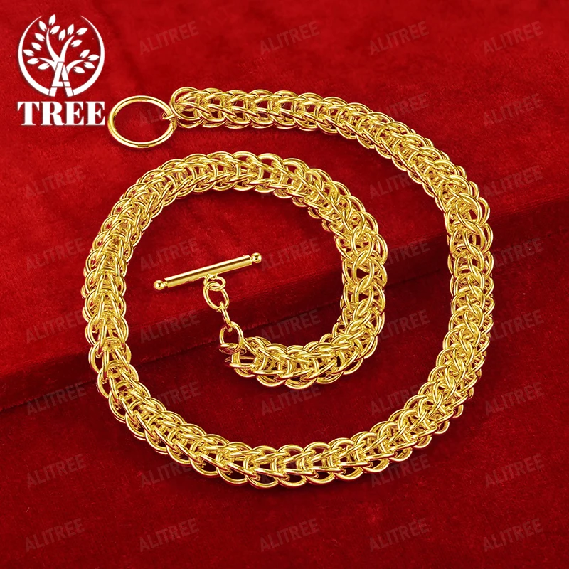 

Fashion 18k Gold Dragon Bone Chain Necklace For Men Women Engagement Wedding Party Trend Exquisite Jewelry Gift Accessories