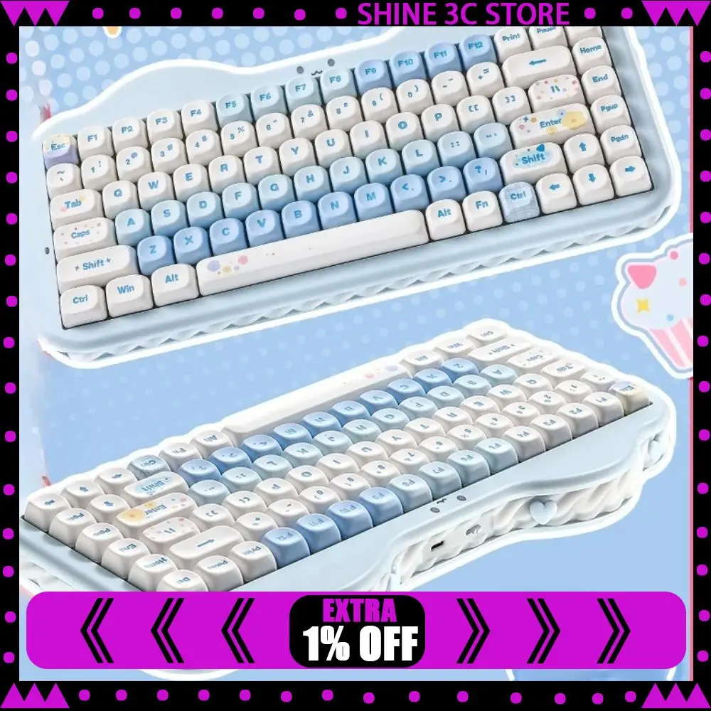 

YUNZII C75 Mechanical Keyboard RGB Light MOA PBT Keycap GASKET Hot-Swap 5500mAh Ergonomic 75% Wireless Bluetooth for Mac&Windows