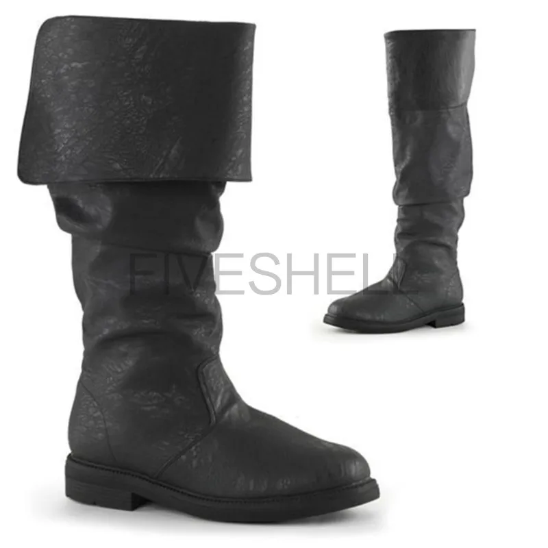 Homens cavaleiro medieval príncipe cosplay gótico retro punk botas de couro halloween carnaval palco festa adereços sapatos elfo bota vintage
