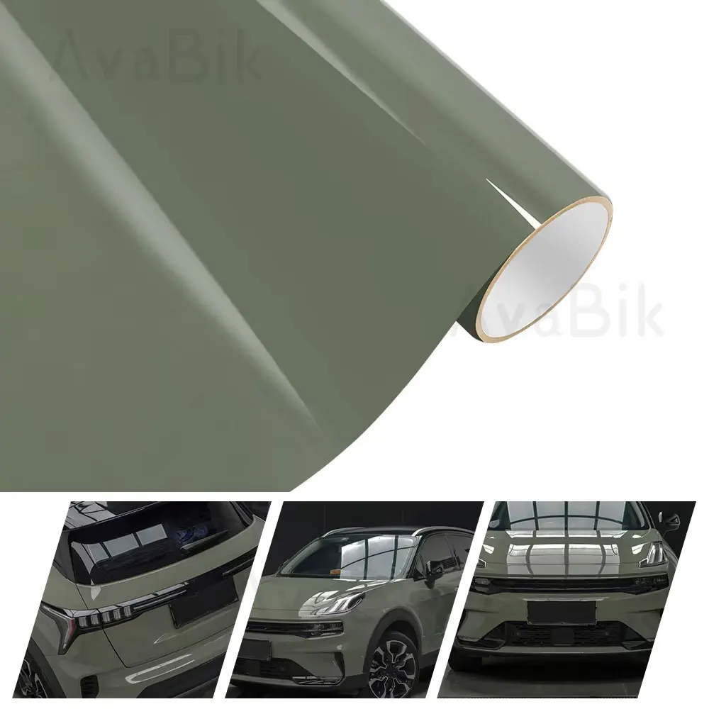 

Car Protective Sticker High Glossy Armor Green Car Wrap Vinyl Film Vehicle Covering Foil Air Release Color Changing PET Film
