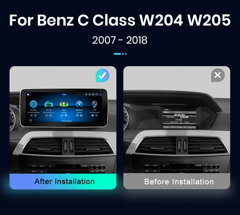 Junsun KSW Qualcomm 665 CarPlay Für Apple Auto Radio Multimedia Für Mercedes-Benz C Klasse W204 S205 C204 2007-2018 4G WiFi Stereo – Detail 4
