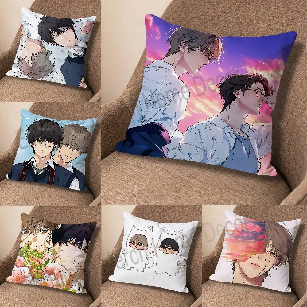 Manga L-Lost In The C-Cloud Polyester Printed Pillow Cover Square 30 40 45 50 60 65 cm Soft for Sofa Bed Car Home Decor