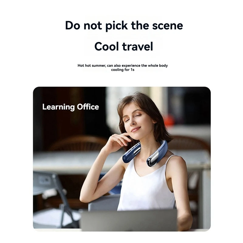 ABDJ-Mute Ventilatore da collo USB portatile 2400Mah Ventilatore da collo di raffreddamento senza lama Display digitale a LED Ventole elettriche eoliche a 5a marcia