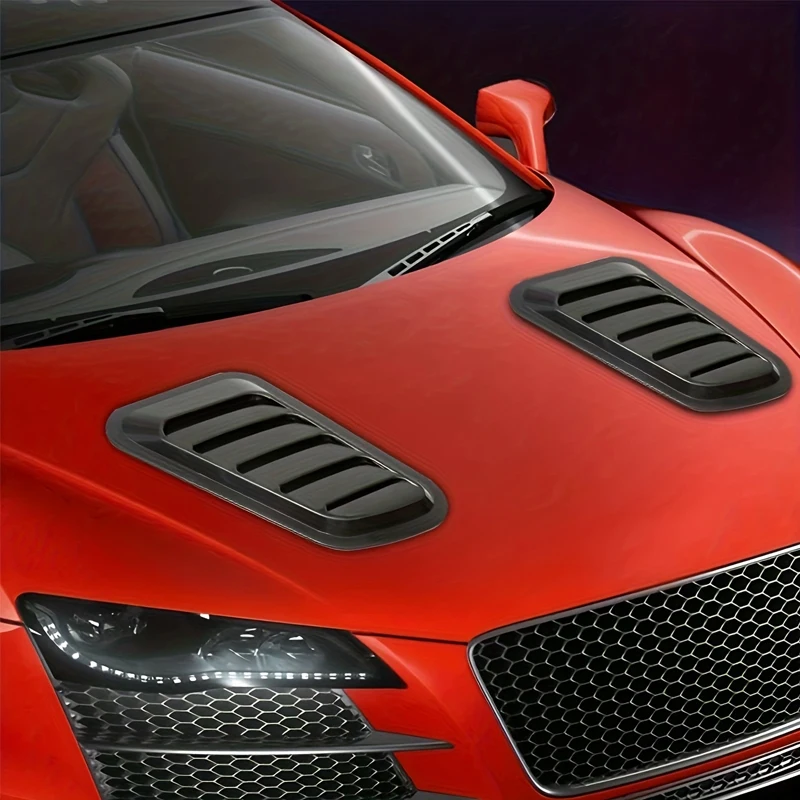 

2Pcs Universal ABS Plastic Car Hood Decoration Vent Scoop Cover Air Flow Intake Side Air Outlet Hood Auto Exterior Accessories