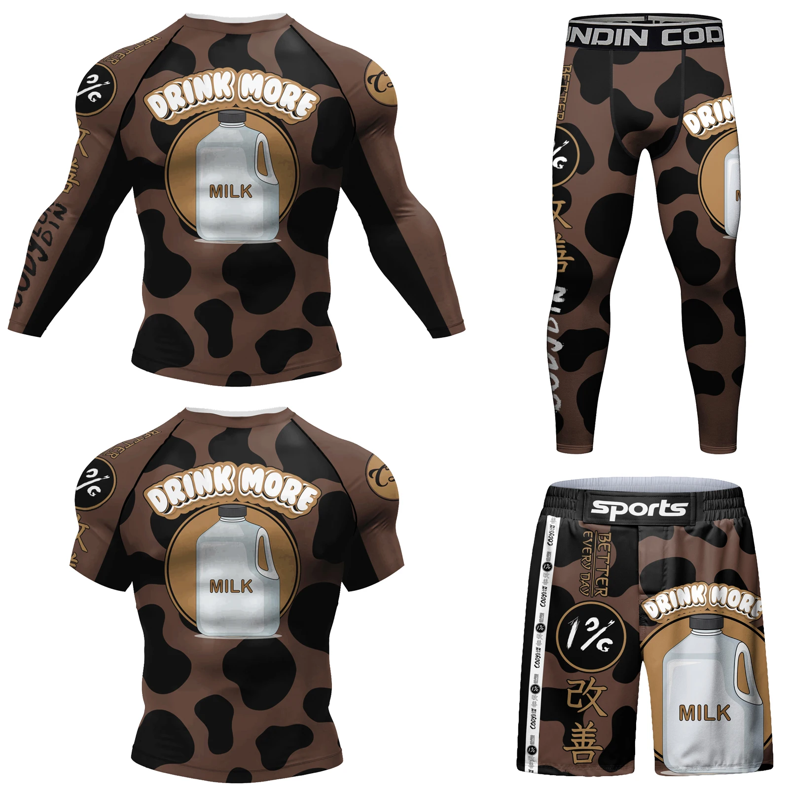 Hot sale Cody Lundin Sports Durability MMA BJJ Rash Guard Exercise Jogging T-Shirts+Pants 3D Print Compression Boxing Tracksuit