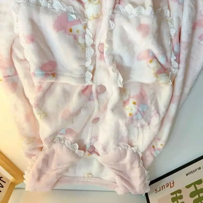 

Уютная пижама My Melody, осенне-зимний милый коралловый бархатный кукольный воротник, утепленные брюки с длинными рукавами, комплект домашней одежды для милых девочек