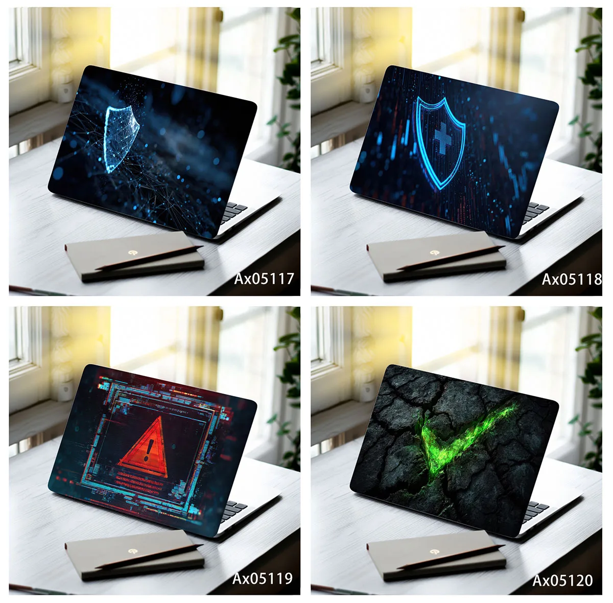 Dark Grunge Warning Skull Powder Explosion Light Beam Shield Anti Scratch Protective Laptop Skin Sticker Self-Adhesive PC Decals view 2