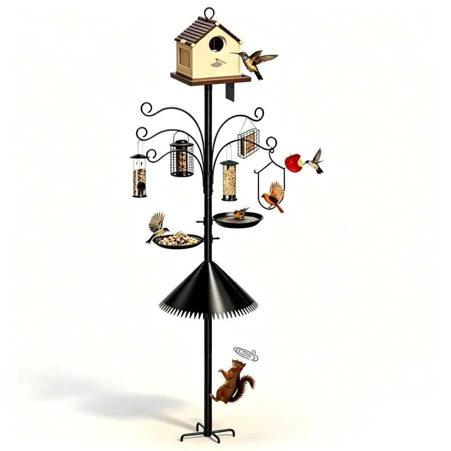 

Premium All-In-One Bird Feeder Pole System, 30-108in Fully Adjustable Height Bird Feeding, Rust Resistant and Squirrel Proof Wi