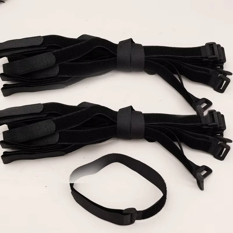 Schwarze Klettbänder wiederverwendbar aus Nylon Haken und Schlaufen Kabelbinder verstellbare Drahtbefestigung Spannbänder Kabelorganizer hält Leitungen geordnet verhindert Verwicklungen geeignet für Haus Büro Elektroni – Detail 12