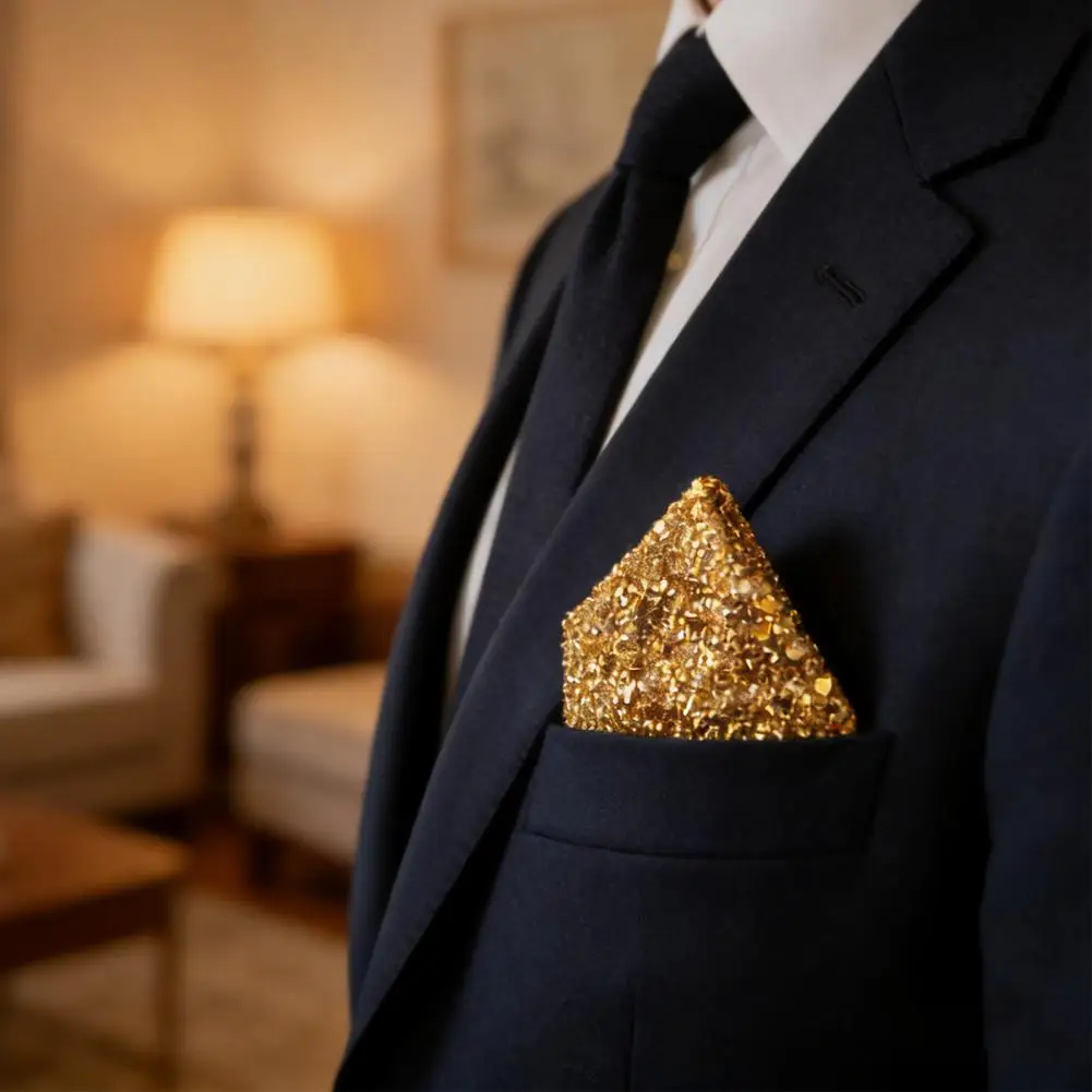 

Блестящий мужской платок-паше со стразами, предварительно сложенный, аксессуар для пиджака