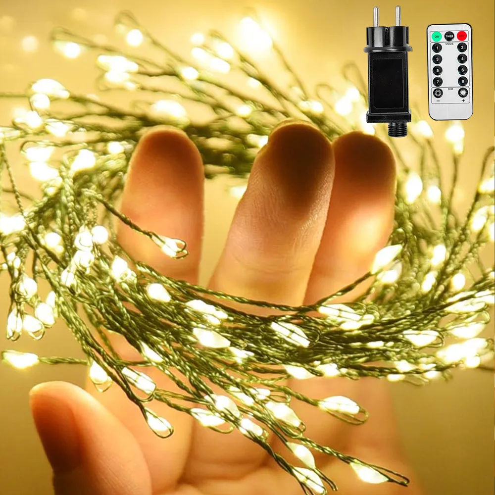 

36M Cluster Mother's day LED Fairy Lights Green Wire Outdoor String Light Garland For New Year Street Party Wedding Decoration