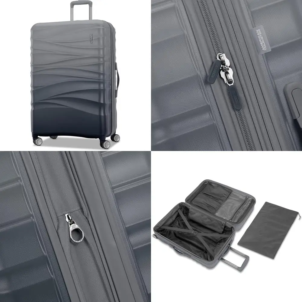 

three-piece luggage set with expandable spinners in 21, 24, and 28 inches - black