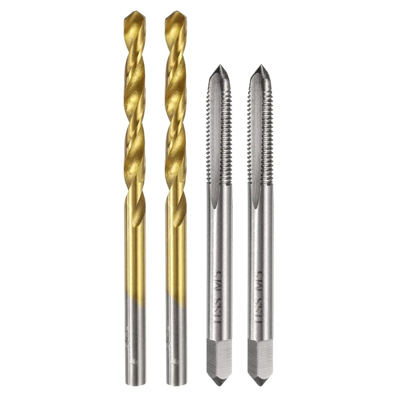 Drill Bit Set,M5 X 0.8 Straight Flute Thread Taps And 4.2Mm Twist Drill Bits Titanium Coated, HSS6542 Threading Tools