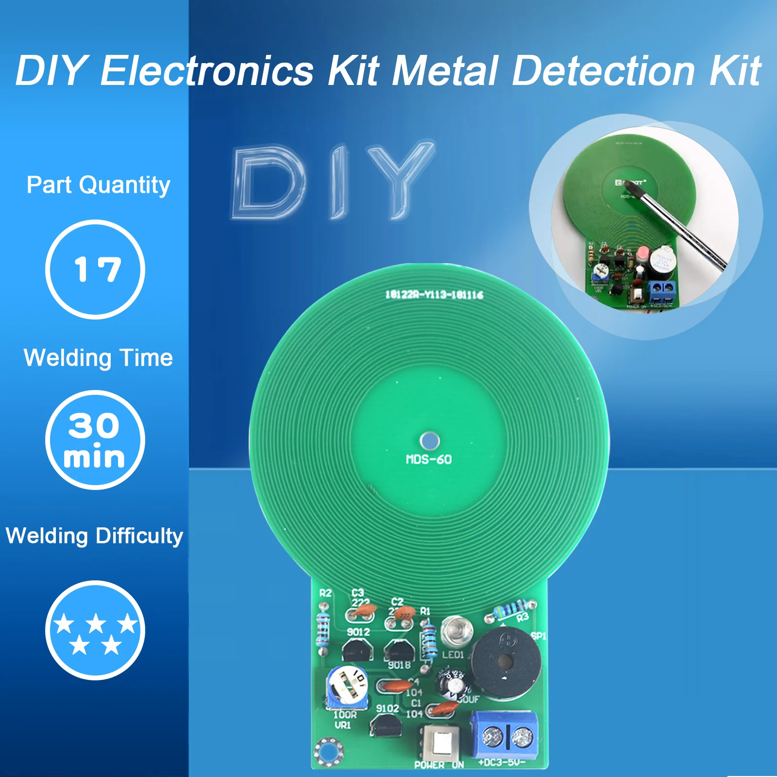 Metal Detector Electronic DC 3V-5V 60mm Non-Contact Sensor Board Module Electronic Parts Metal Detector DIY Kit