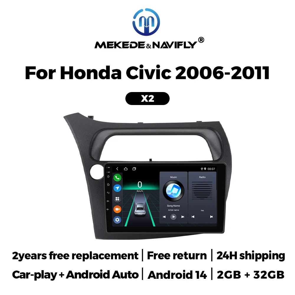 

Автомобильное радио MEKEDE Android 14, 9 дюймов, Carplay, GPS для Honda Civic Hatchback 2006-2011, мультимедийный плеер, интеллектуальная автомобильная аудиосистема
