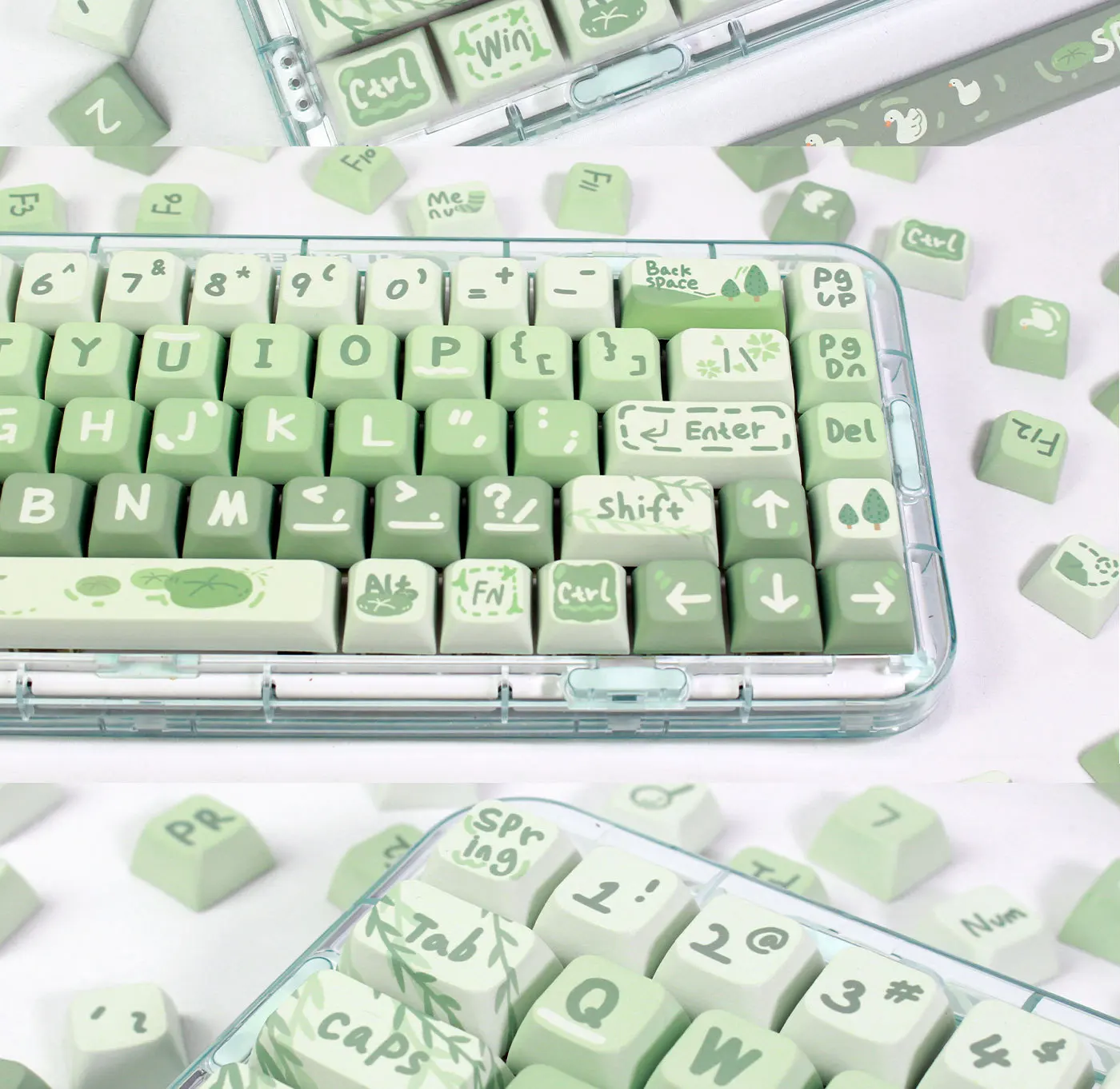 133 Keys Mechanical Keyboard Spring Outing Key Cap Green XDA Keycaps PBT Material for GMK 61/68/84/87/96/980/104/108