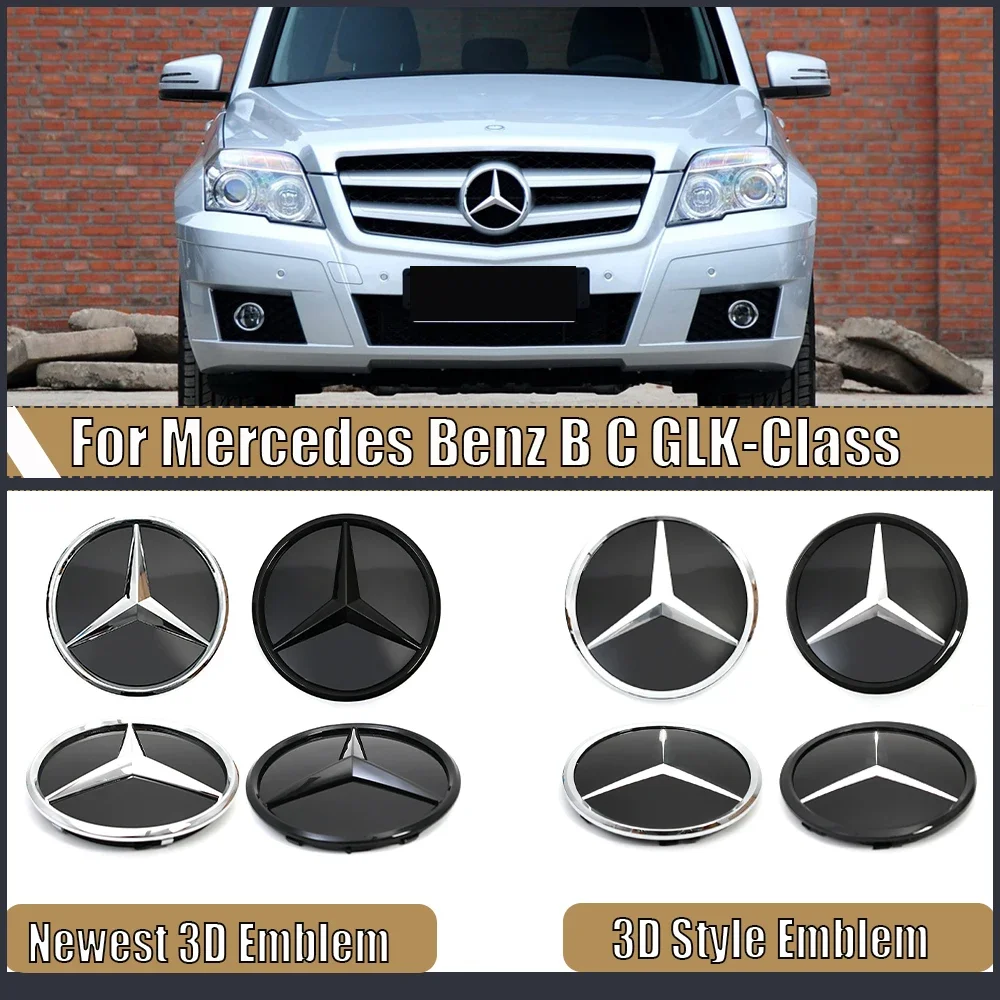 

Flat Black Rear Trunk Emblem Logo Badge Front Grill Mirror Glossy Newest 3D Emblem For Mercedes Benz B C GLK-Class Emblem Badge