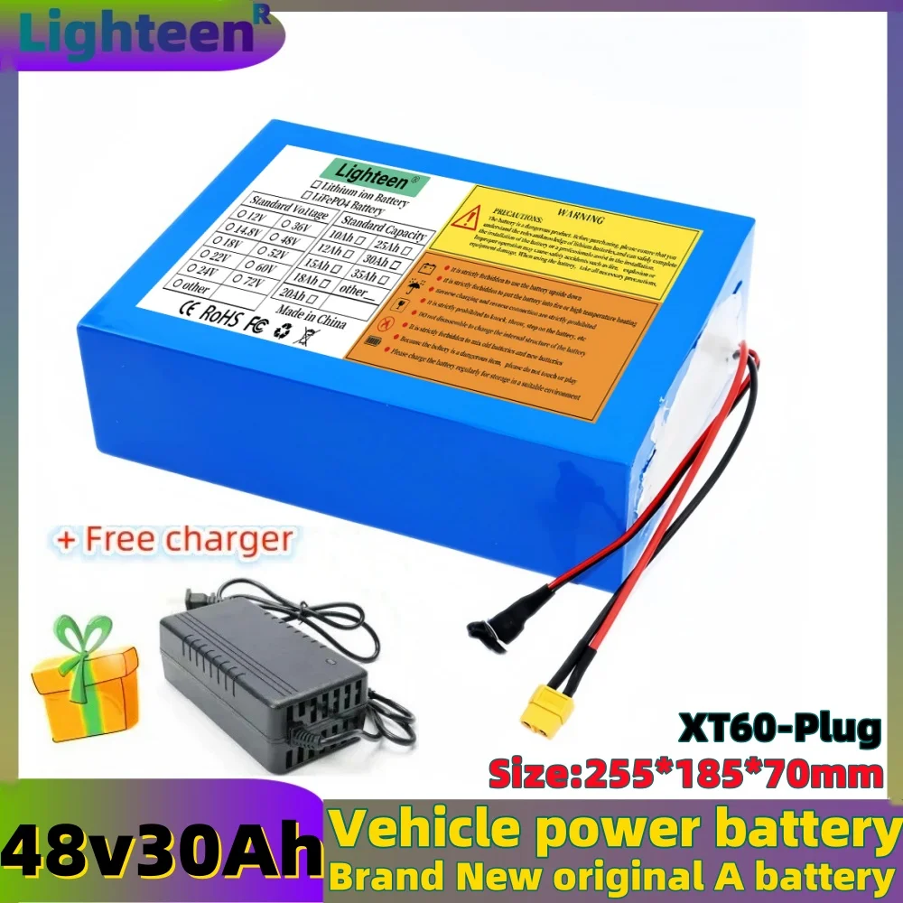 Original 48vDIY lithium battery ultra-long life large capacity 15Ah/20Ah/30Ah shell scooter power battery, built-in 50A BMS