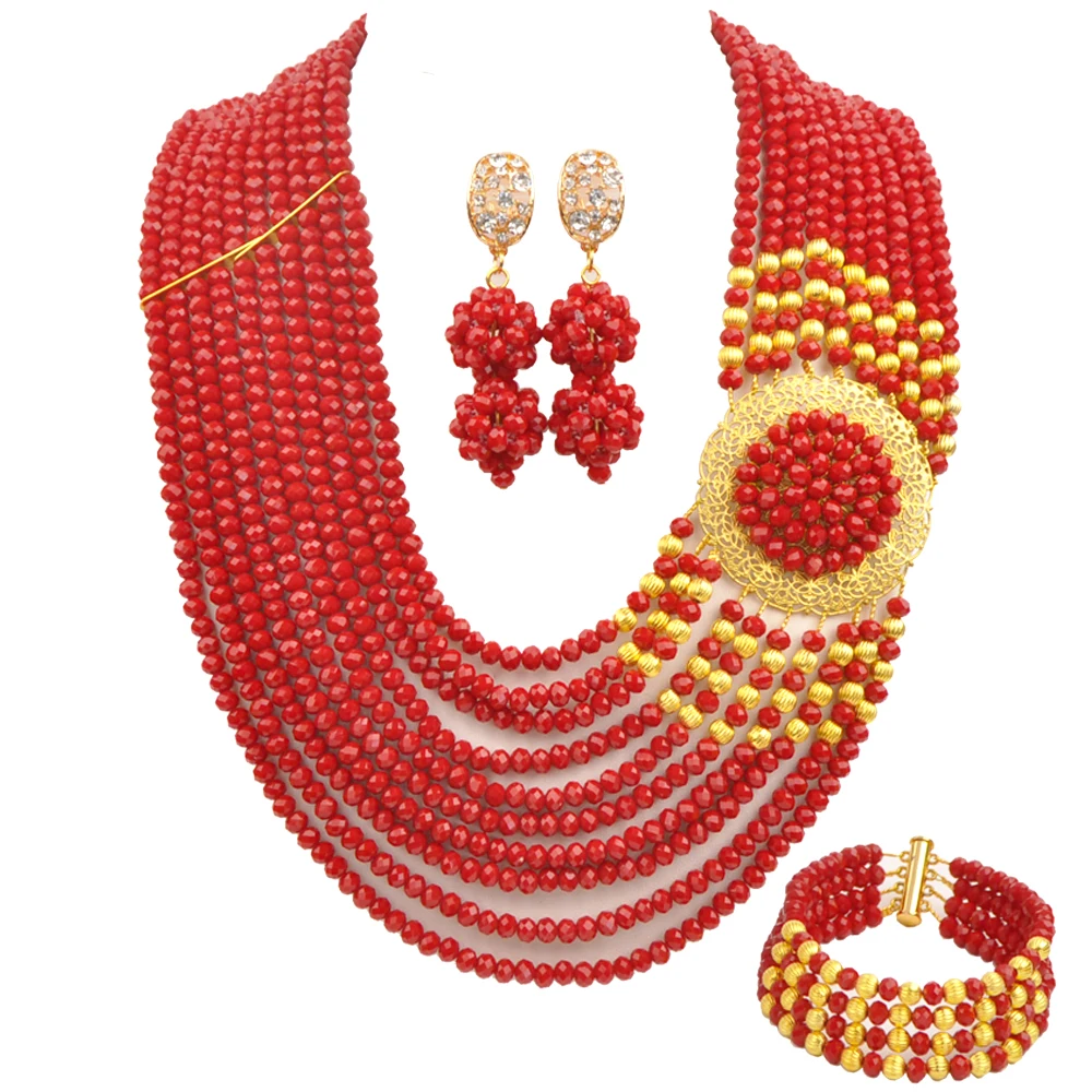 

Wedding jewellery Set Africa Nigeria Necklace Crystal beads Fashion jewellery set