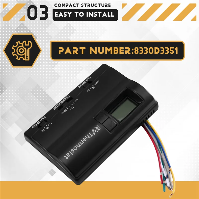 Termostato para RV Interruptor Termostato digital 8330D3351 Termostato de aire acondicionado para RV Termostato de aire acondicionado Negro