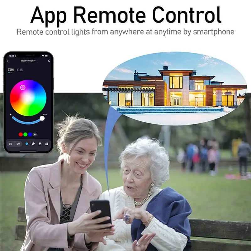 مصابيح سفلية LED ذكية AA51 Tuya، تدعم تقنية Bluetooth بقدرة 70 وات، تغيير اللون، 2700 كلفن، جهاز تحكم عن بعد (4 قطع)