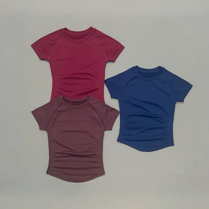 Women Sports T-Shirt Round Neck Short Sleeve Breathable Stretchy Tops Gym Fitness Yoga Running Workout Casual Athletic Shirts image 4