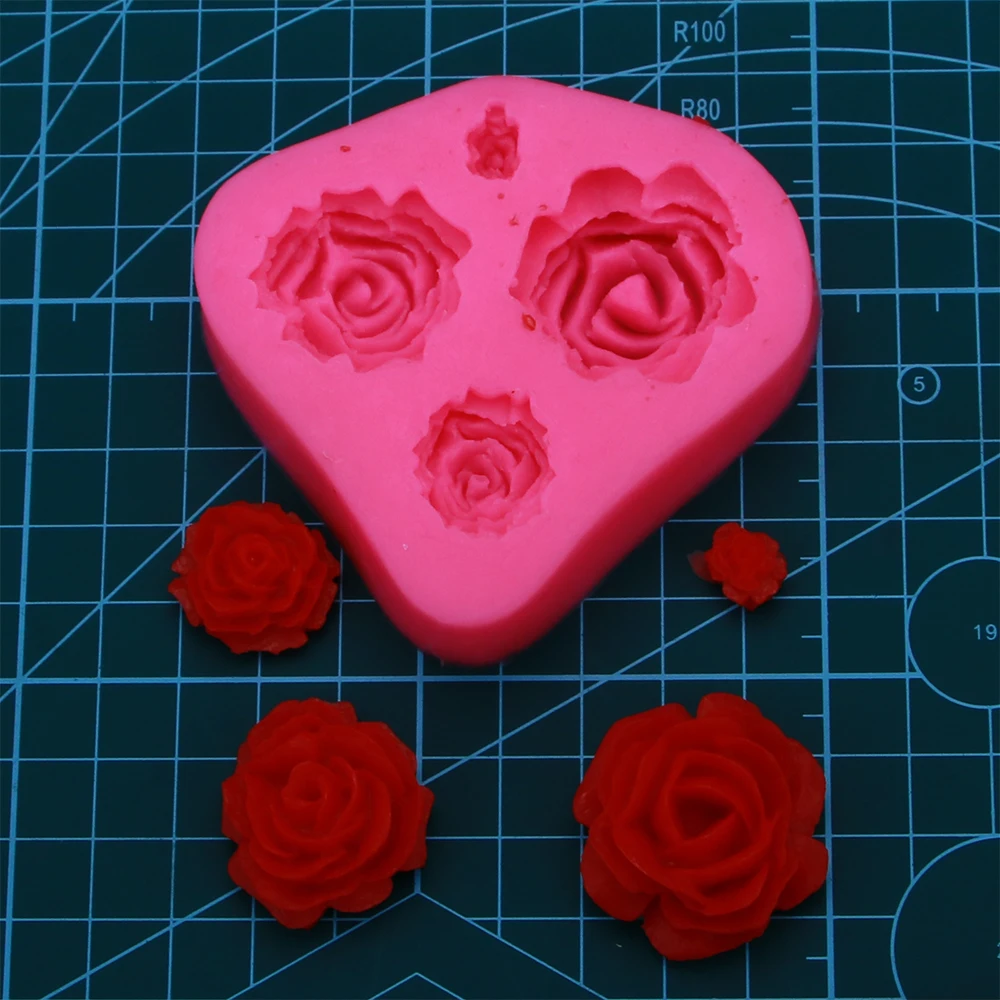 

Rose flower Shape fondant silicone mold kitchen baking chocolate pastry candy Clay making cupcake lace decoration tools FT-0116