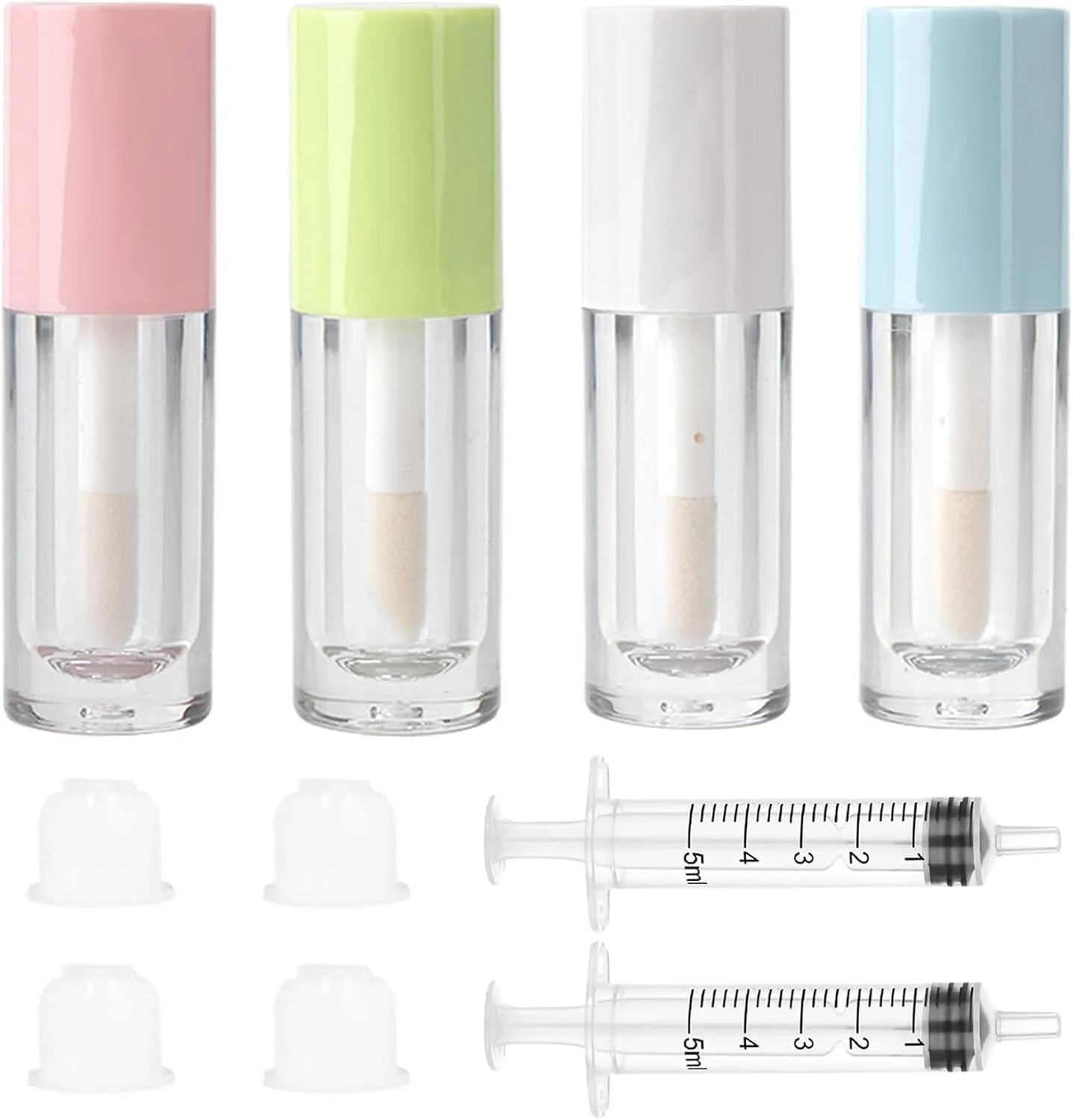 

4-х шт. тюбики для блеска для губ, 6 мл пустые тюбики для блеска для губ с палочкой, прозрачные пластиковые контейнеры для блеска для губ для ухода за кожей, масло для макияжа своими руками Li