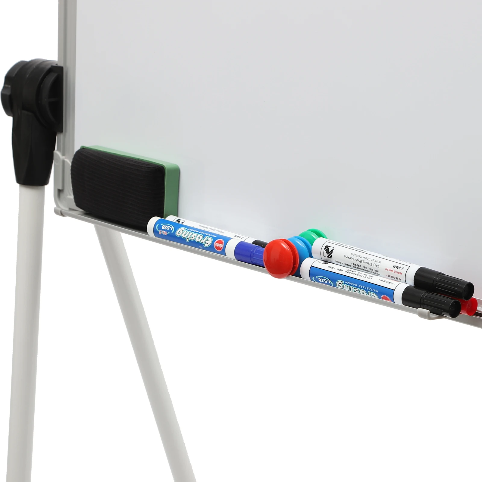 White Board, Double-Sided, 24" x 36", Aluminum Frame, 360° Rotatable, Foldable, with Markers, Eraser, and Magnets