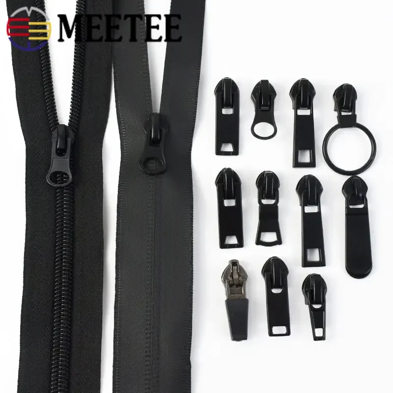 10Pc 5# Zipper Slider Puller for Nylon Zips Reverse Waterproof Invisible Zip Head Bag Garment Closure Zippers Sewing Accessory